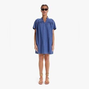 Mother The Gatherer Popover Mini Dress Chambray Denim Simple Things Wash S NWT